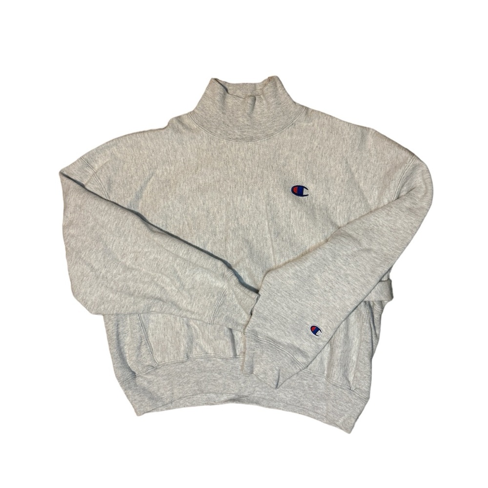 Champion Retro Weave Turtle Neck Cropped Sweatshirt